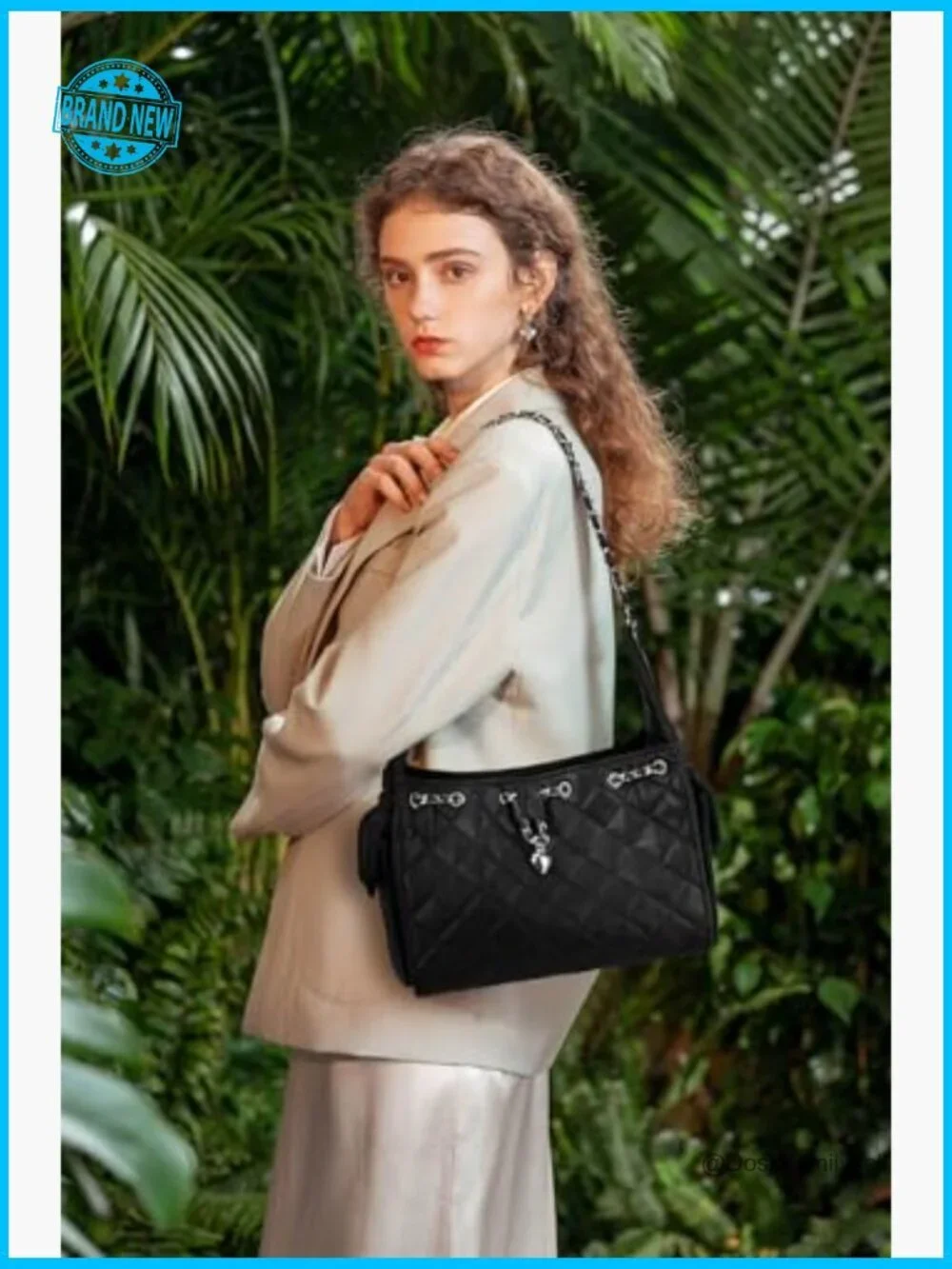 Quilted Hobo Bag Large Faux Leather Shoulder Purse Chain Strap Tote Work